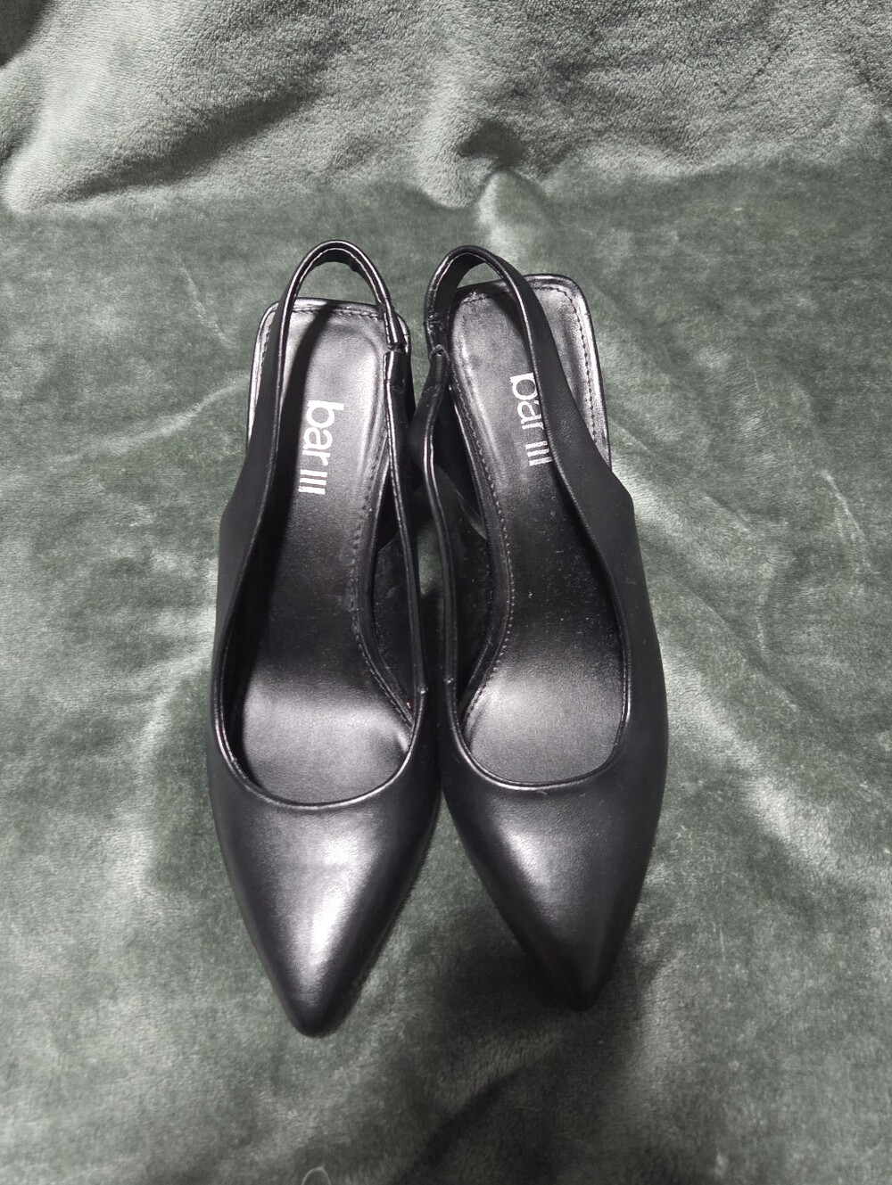 Bar III Black Faux-Leather Pointed Slingback Pumps